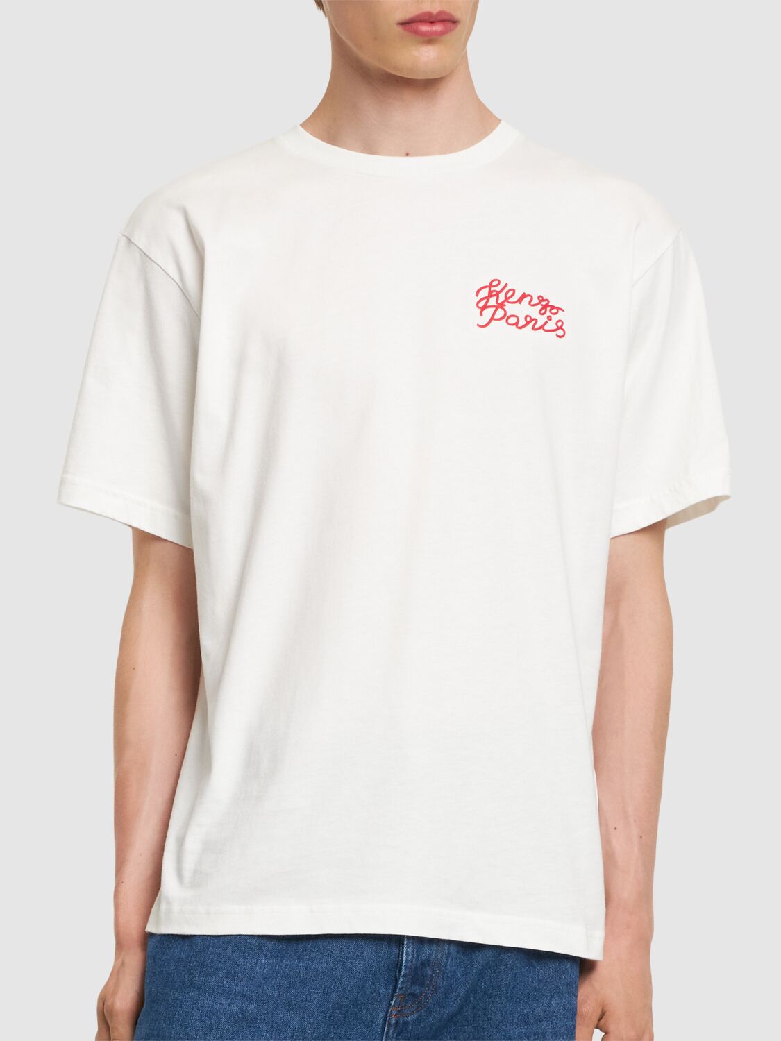 Shop Kenzo Oversized Logo Cotton T-shirt In Off White