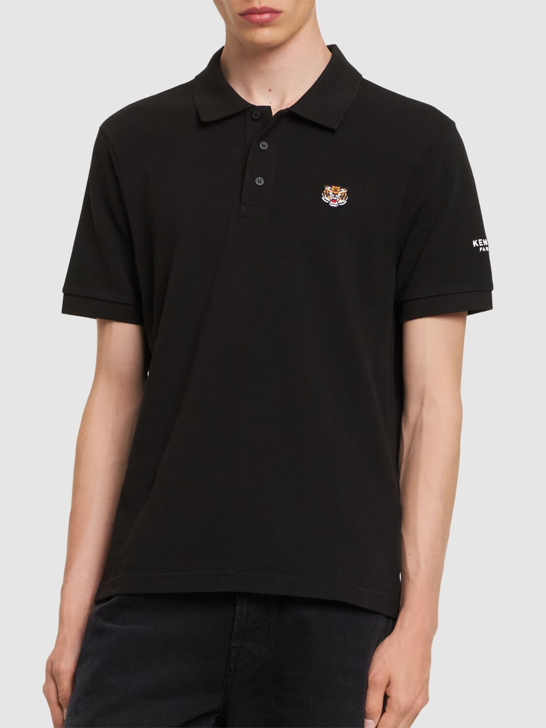 Shop Kenzo Lucky Tiger Slim Fit Cotton Polo In Black