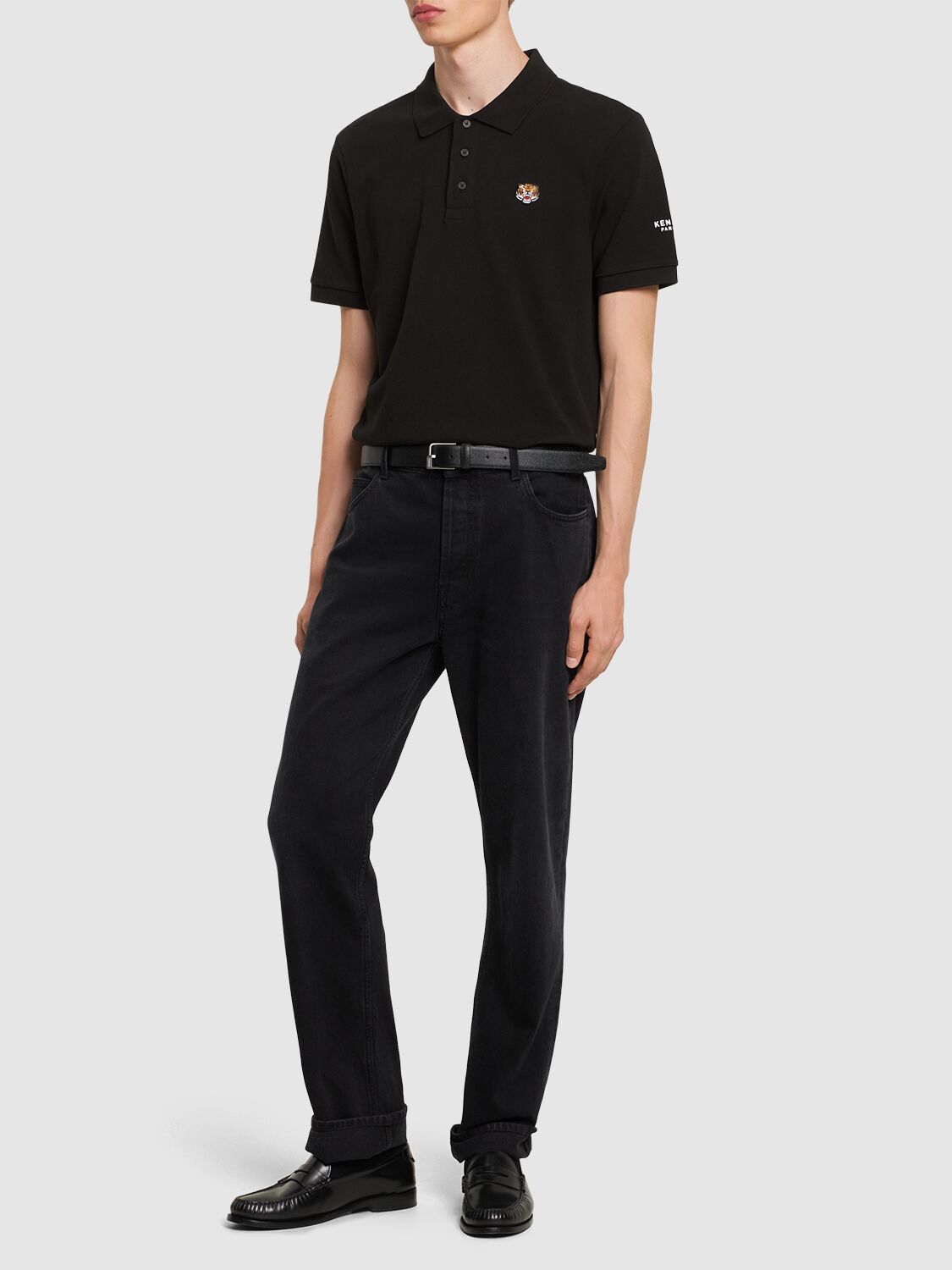 Shop Kenzo Lucky Tiger Slim Fit Cotton Polo In Black