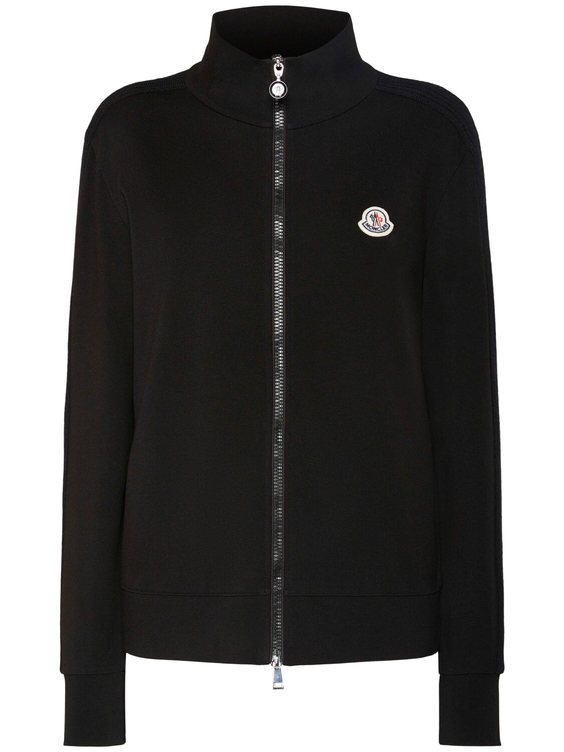Moncler Viscose Blend Zip-up Sweatshirt In Black