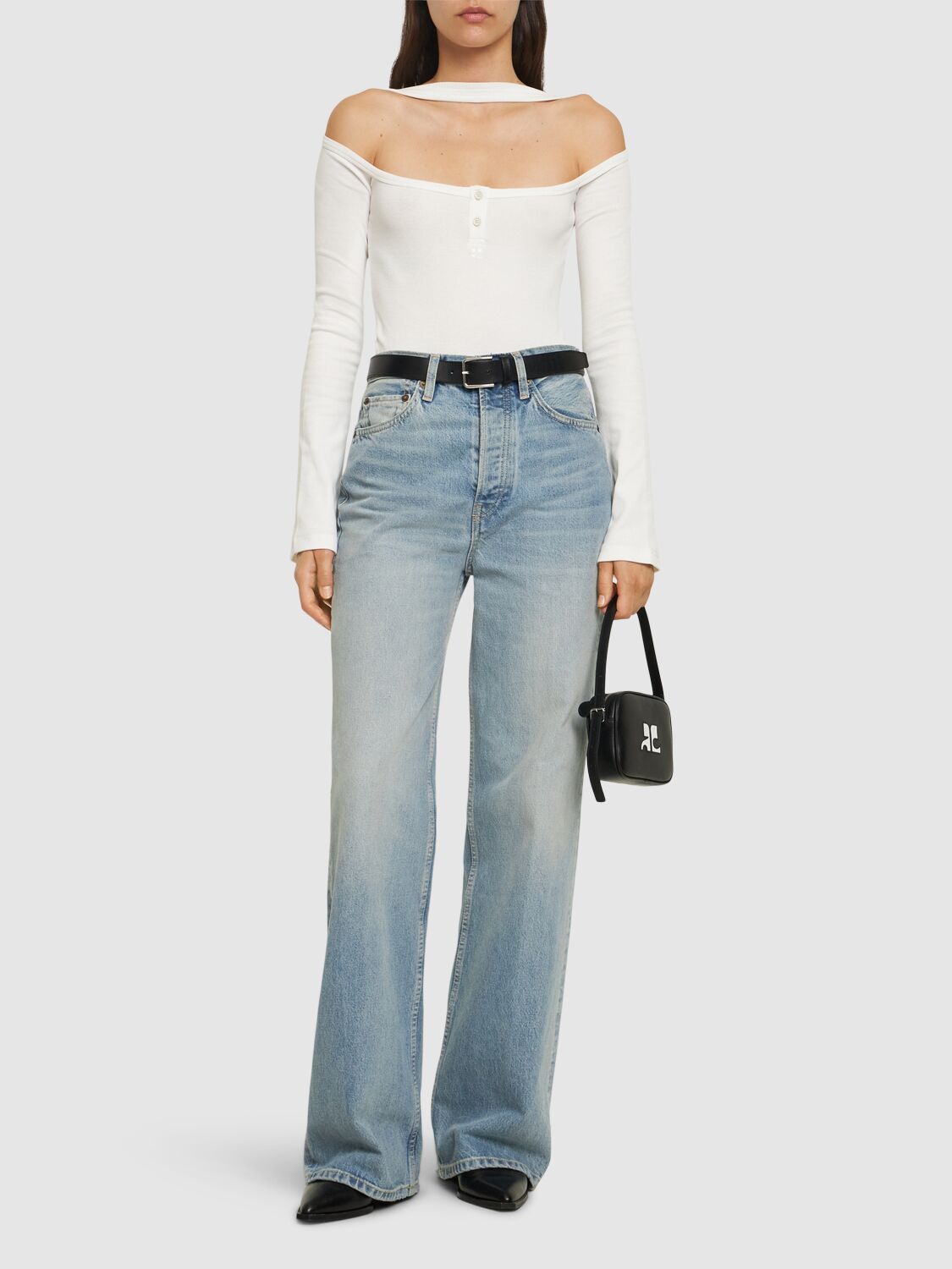 Courrèges Hyperbole 90s Ribbed Cotton Bodysuit In White
