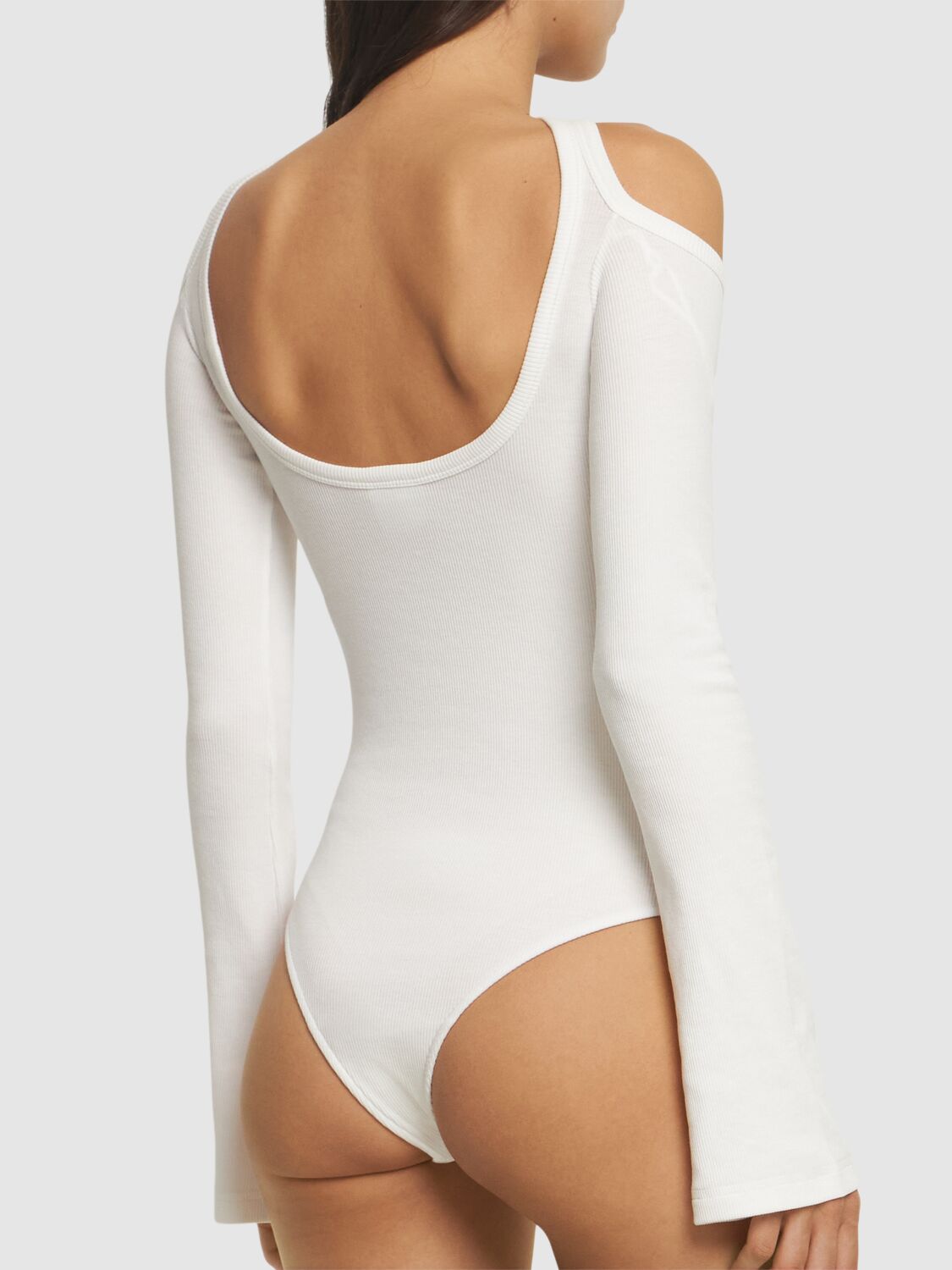 Courrèges Hyperbole 90s Ribbed Cotton Bodysuit In White