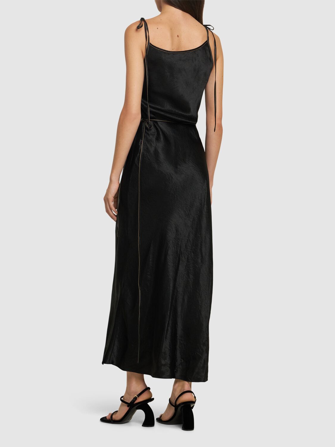 Shop Acne Studios Dayla Satin Midi Dress In Black