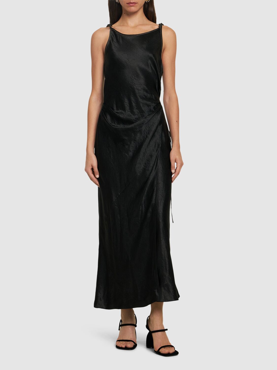 Shop Acne Studios Dayla Satin Midi Dress In Black