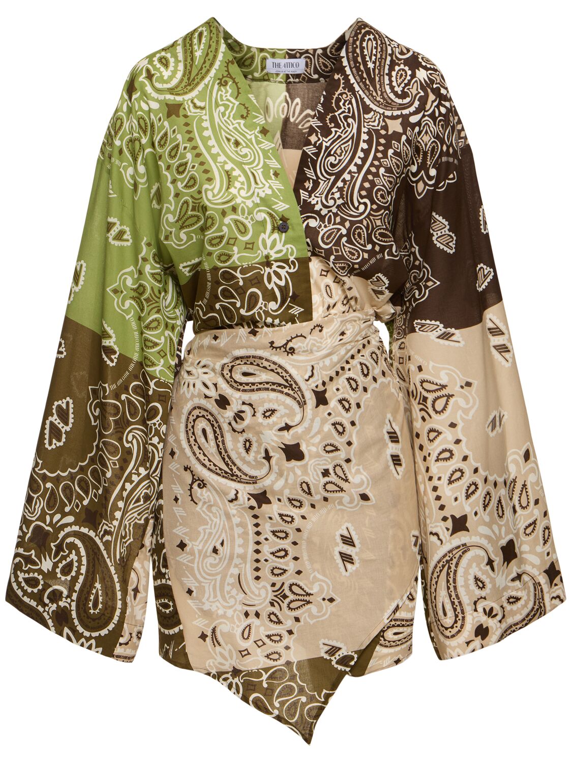 Attico Printed Cotton Muslin Short Dress In Multicolor