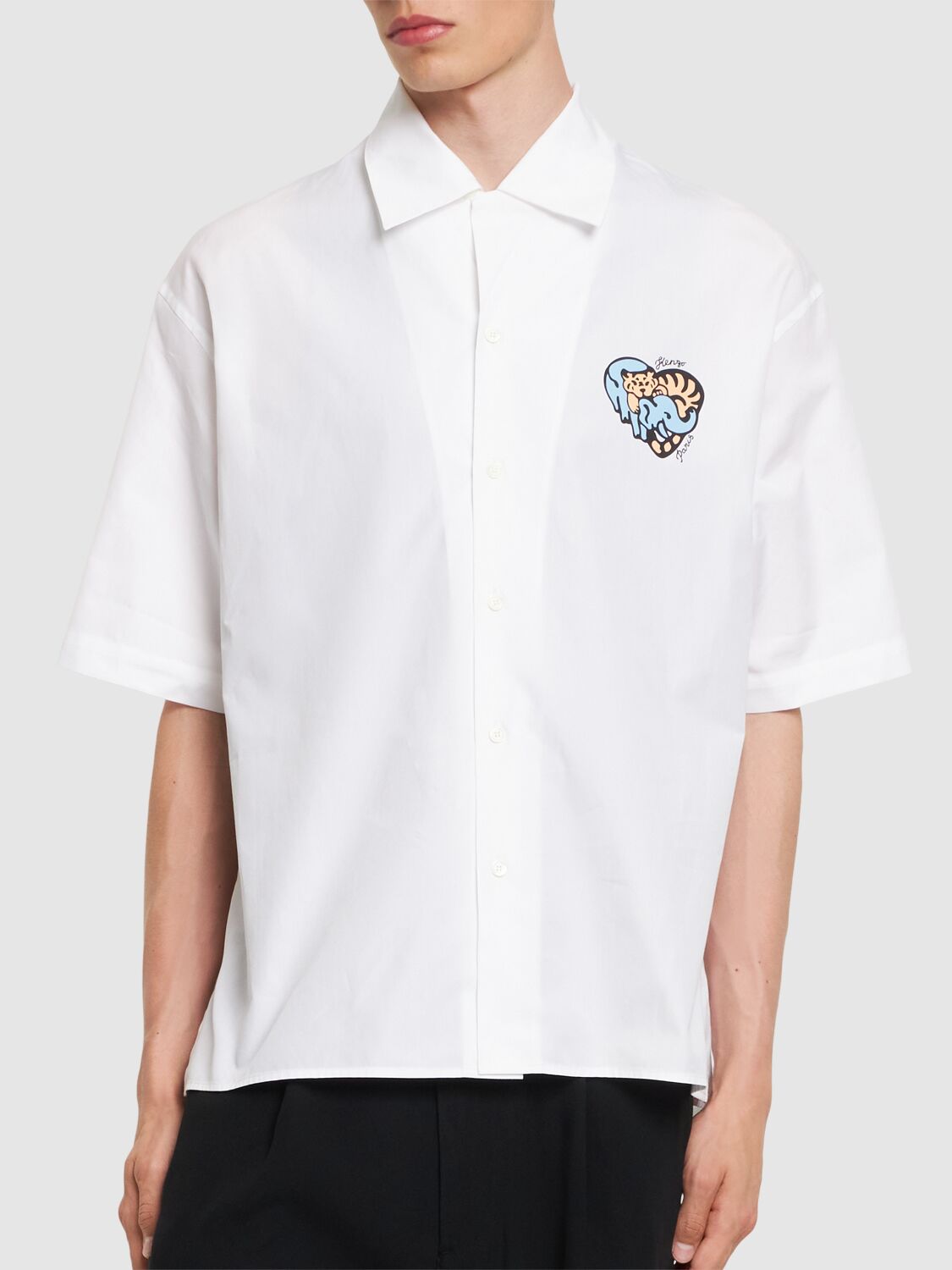 Shop Kenzo Qixi Cotton Shirt In White