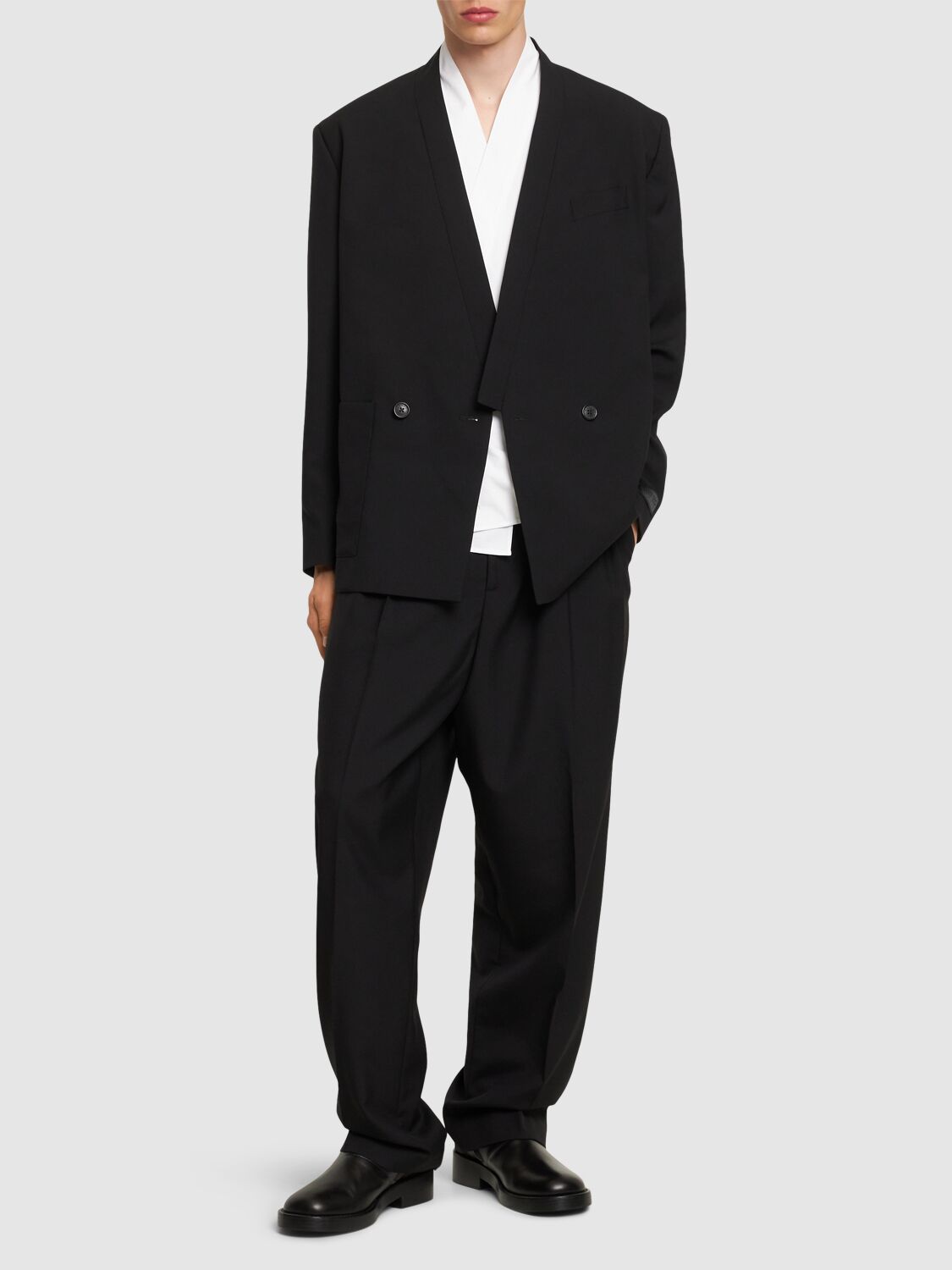 Shop Kenzo Kimono Tailored Wool Jacket In Black