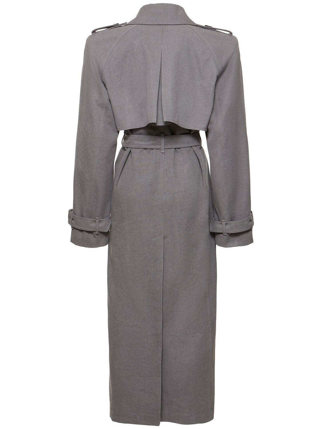 Shop Attico Belted Long Trench Coat In 灰色