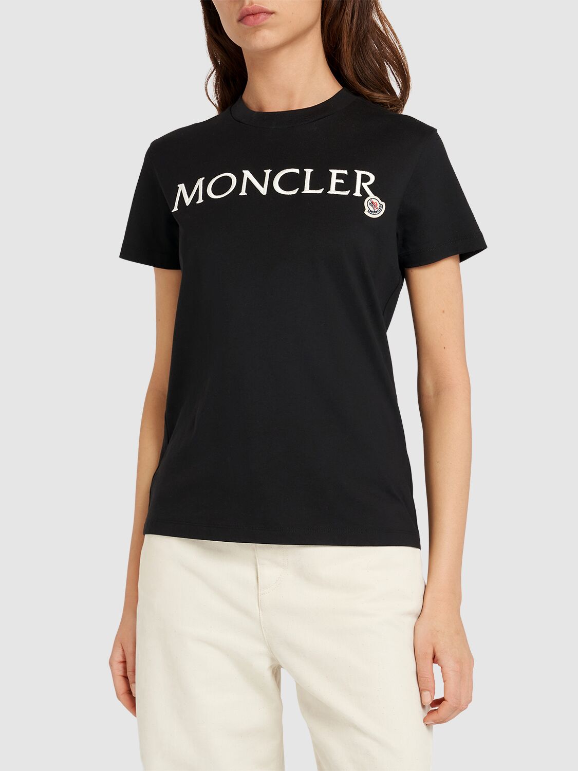 Shop Moncler Cotton T-shirt In Black