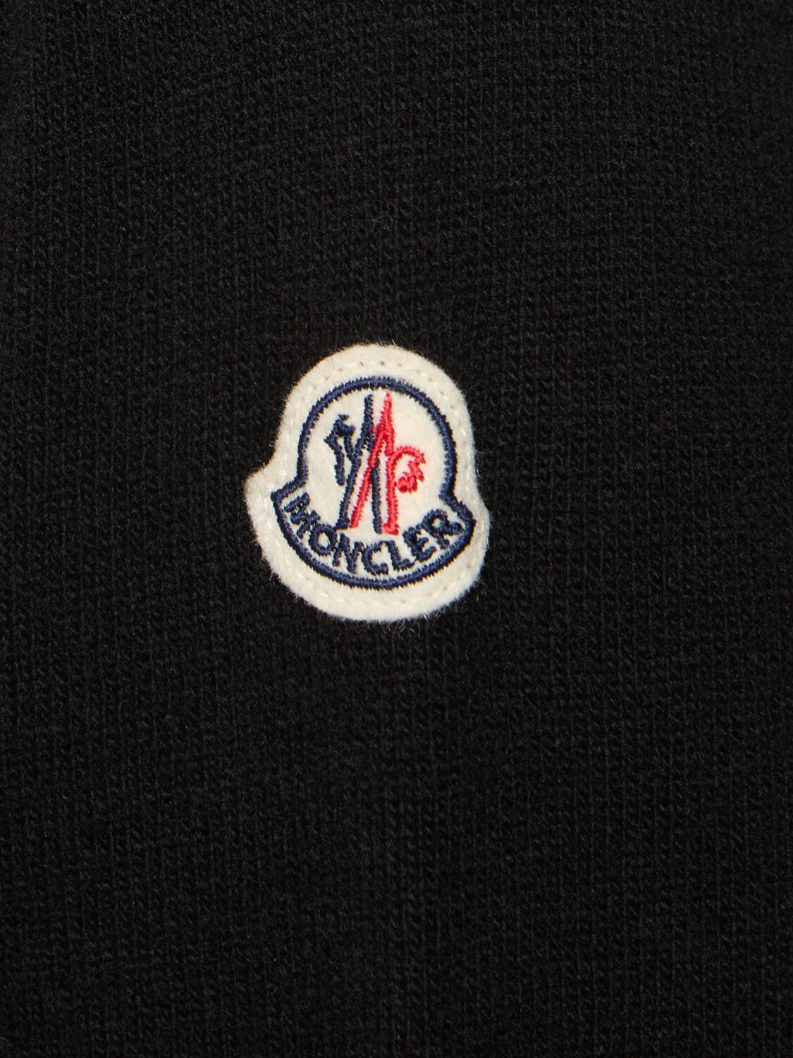 Shop Moncler Beaded Logo Cashmere Blend Sweater In Black