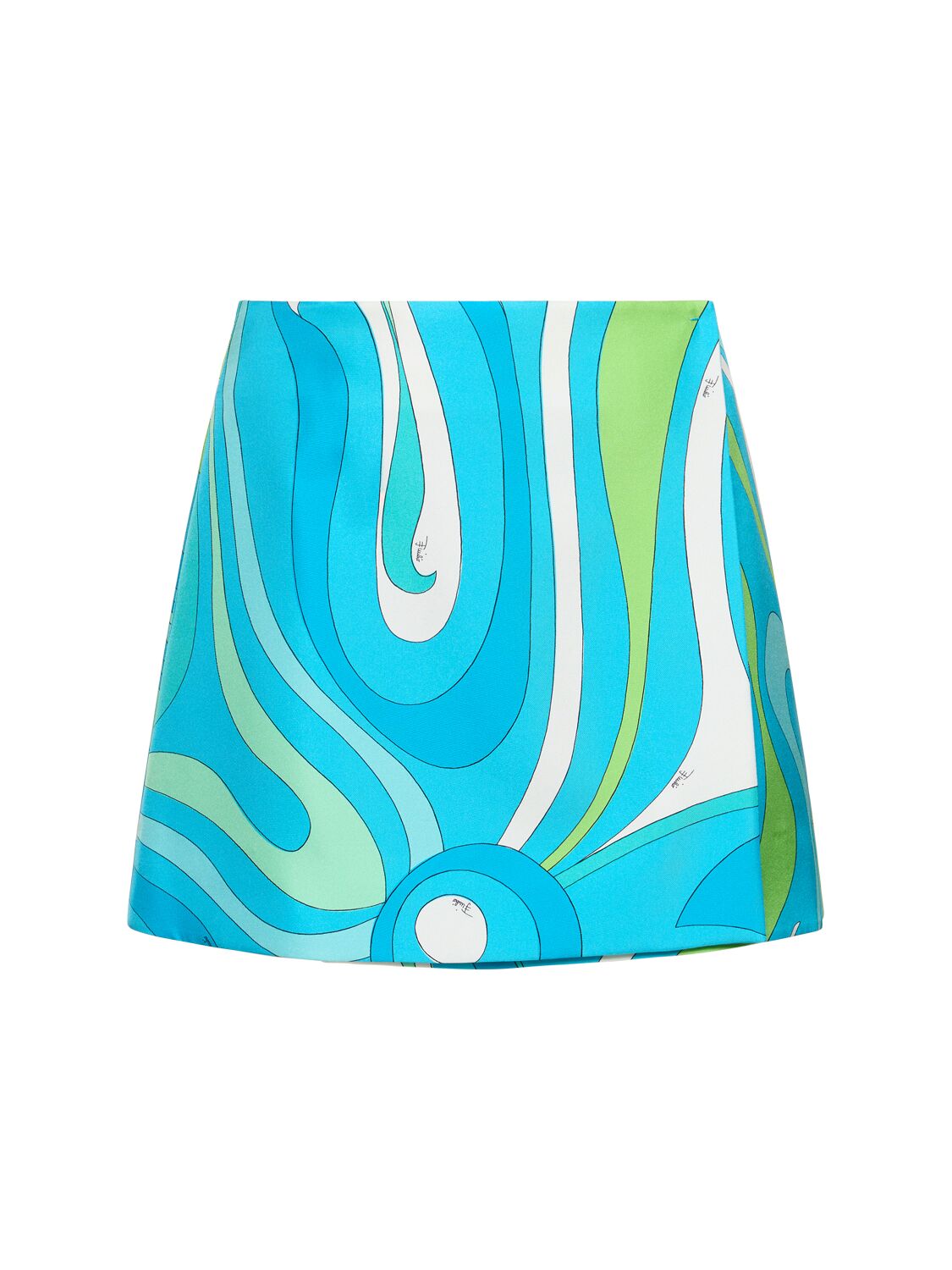 Pucci Printed Silk Twill Mini Skirt In 蓝色/多色