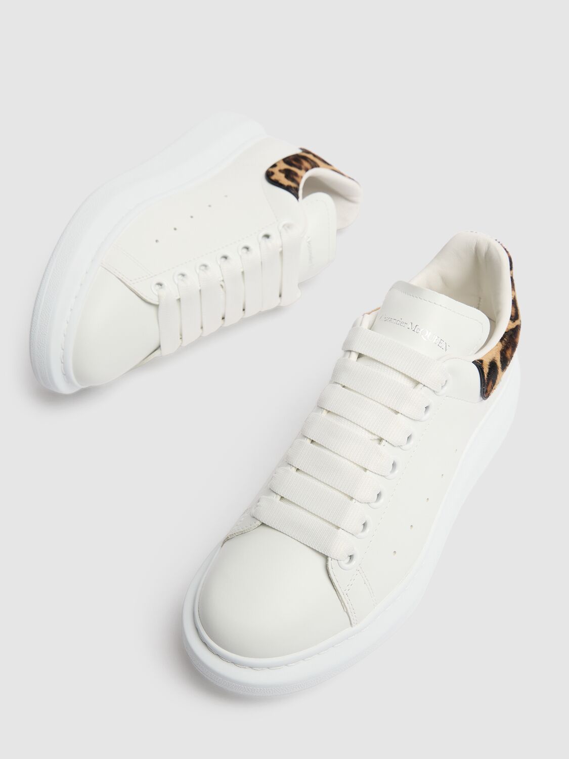 Shop Alexander Mcqueen 45mm Leather Sneakers In White Leopard