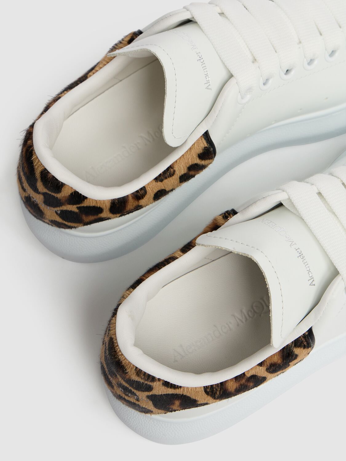 Shop Alexander Mcqueen 45mm Leather Sneakers In White Leopard