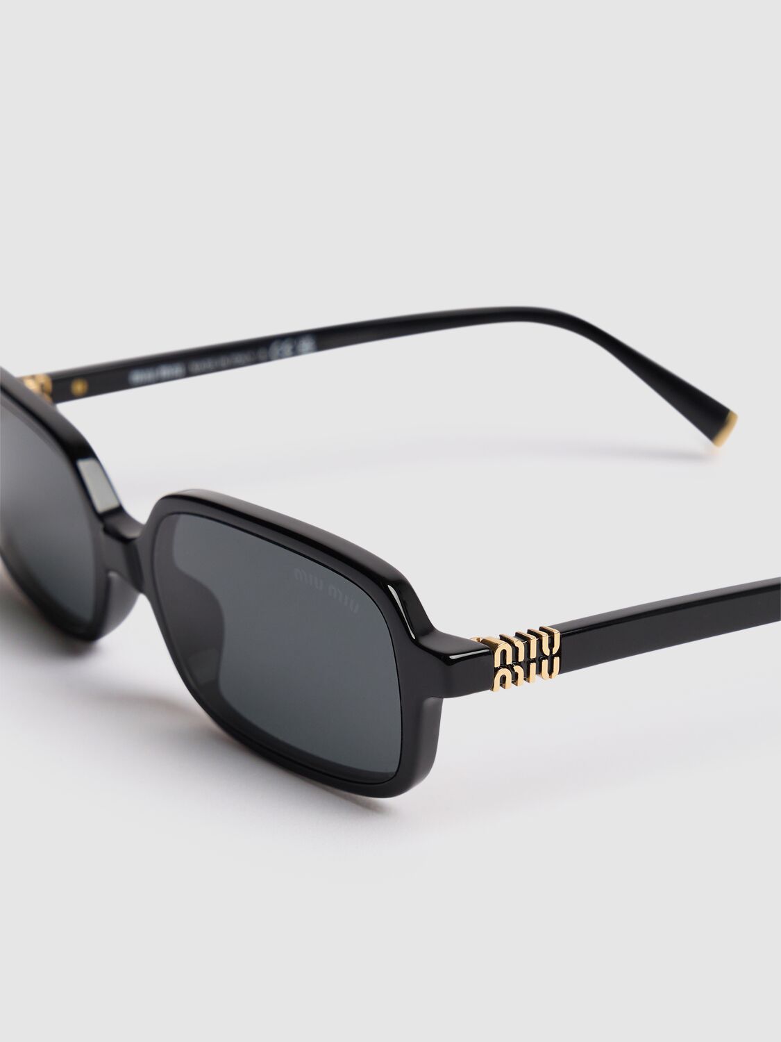 Shop Miu Miu Square Acetate Sunglasses In Black,grey