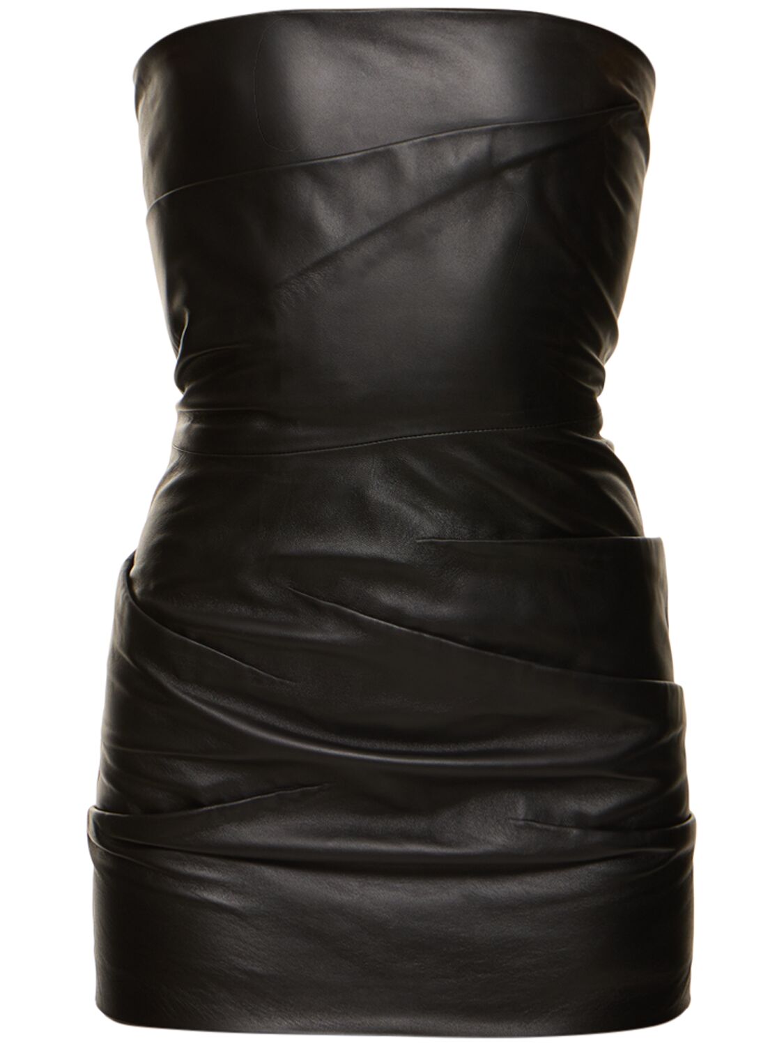 Strapless Leather Mini Dress
