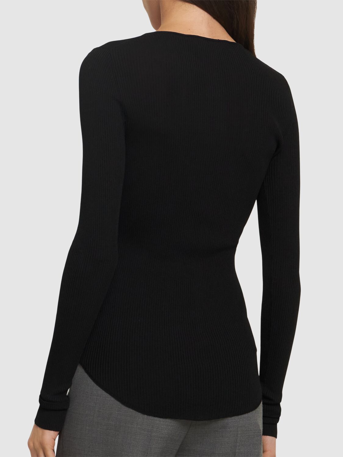 Shop Proenza Schouler Boyd Henley Knit Ribbed Top In Black