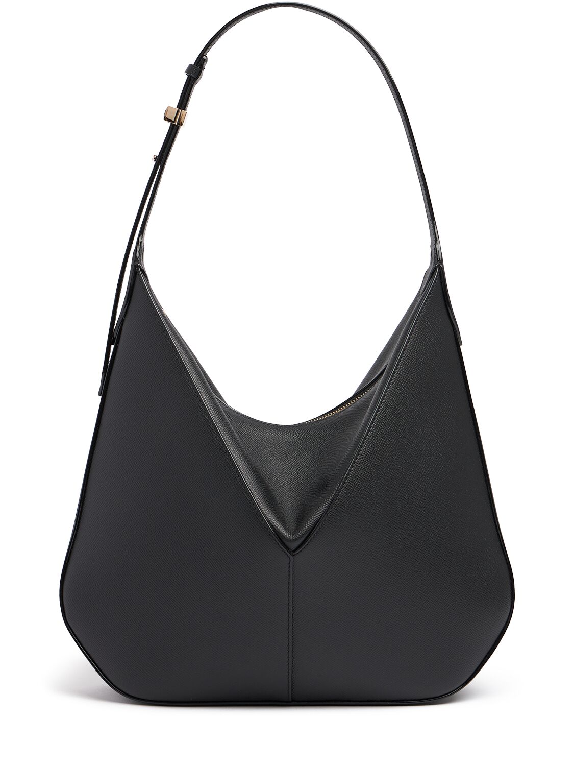 Valextra Small Vivi Leather Hobo Bag In Black