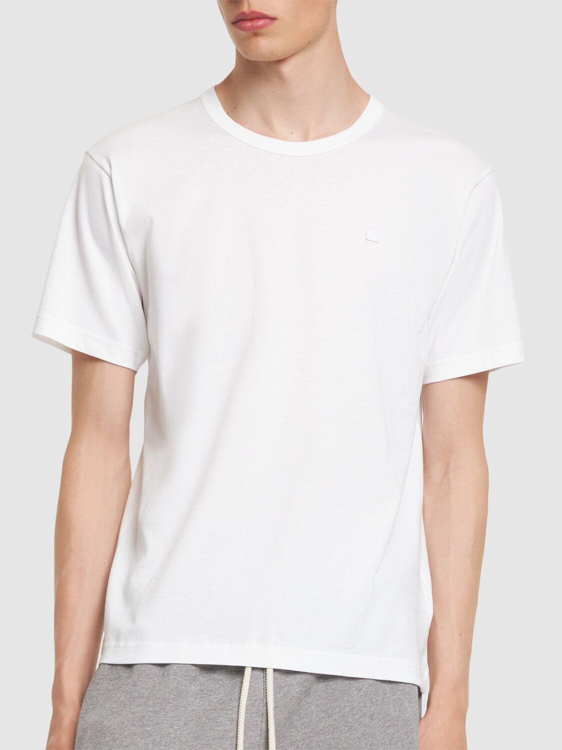 Shop Acne Studios Nash Face M Short Sleeve Regular T-shirt In Optic White