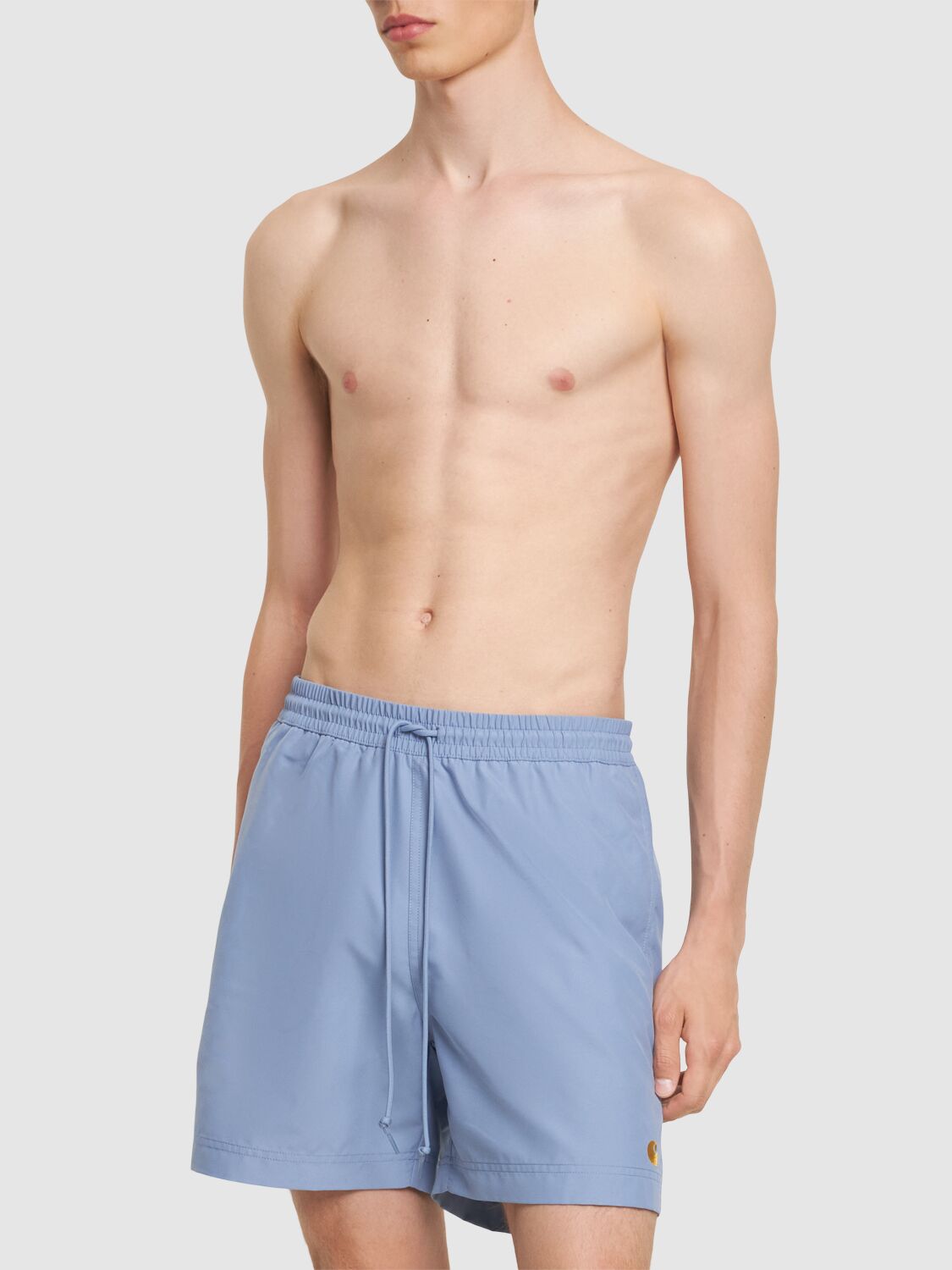 Shop Carhartt Chase Tech Swim Shorts In Charm Blue,gold