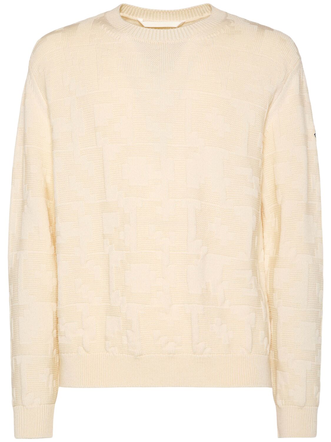 Moncler Virgin Wool Crewneck Sweater In Silk White
