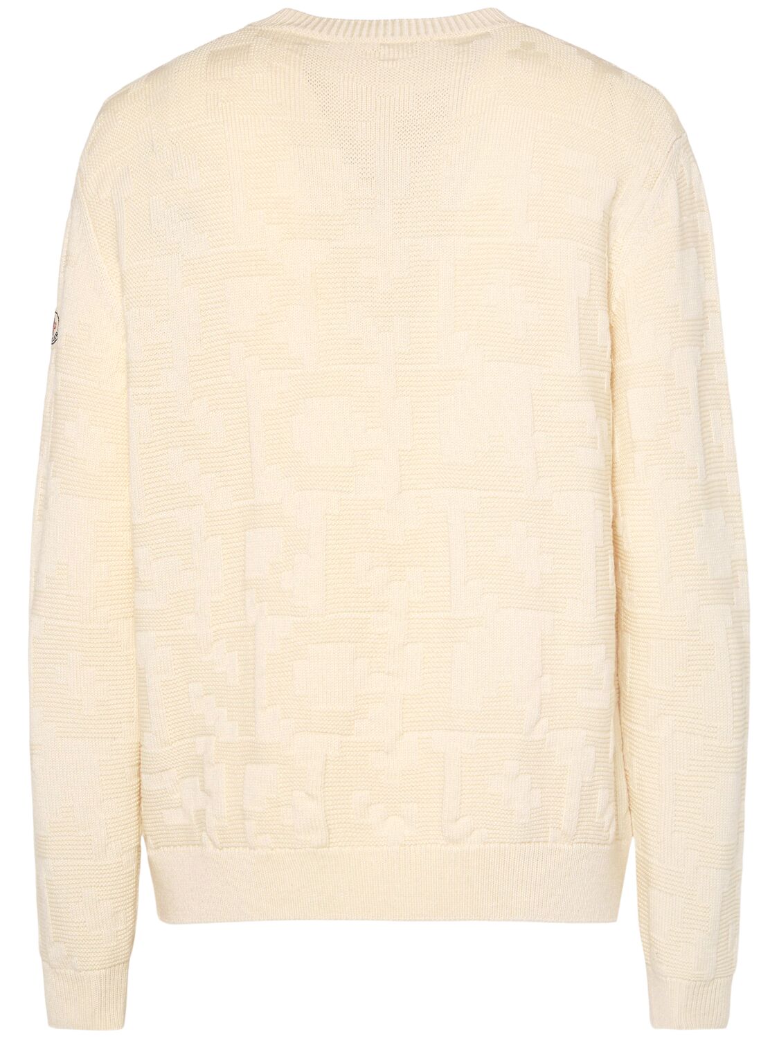 Shop Moncler Virgin Wool Crewneck Sweater In Silk White