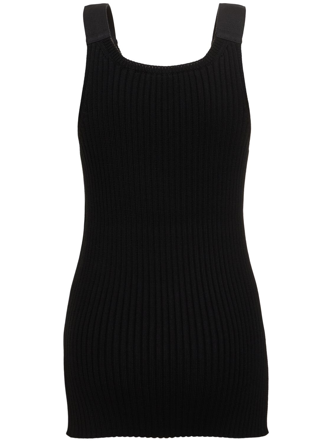 Shop Helmut Lang Rib Knit Stretch Cotton Tank Top In Black