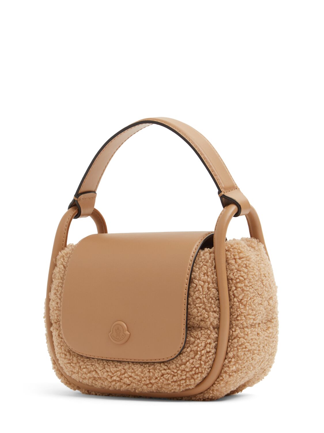 Shop Moncler Mini Tiarna Quilted Teddy Crossbody Bag In Beige