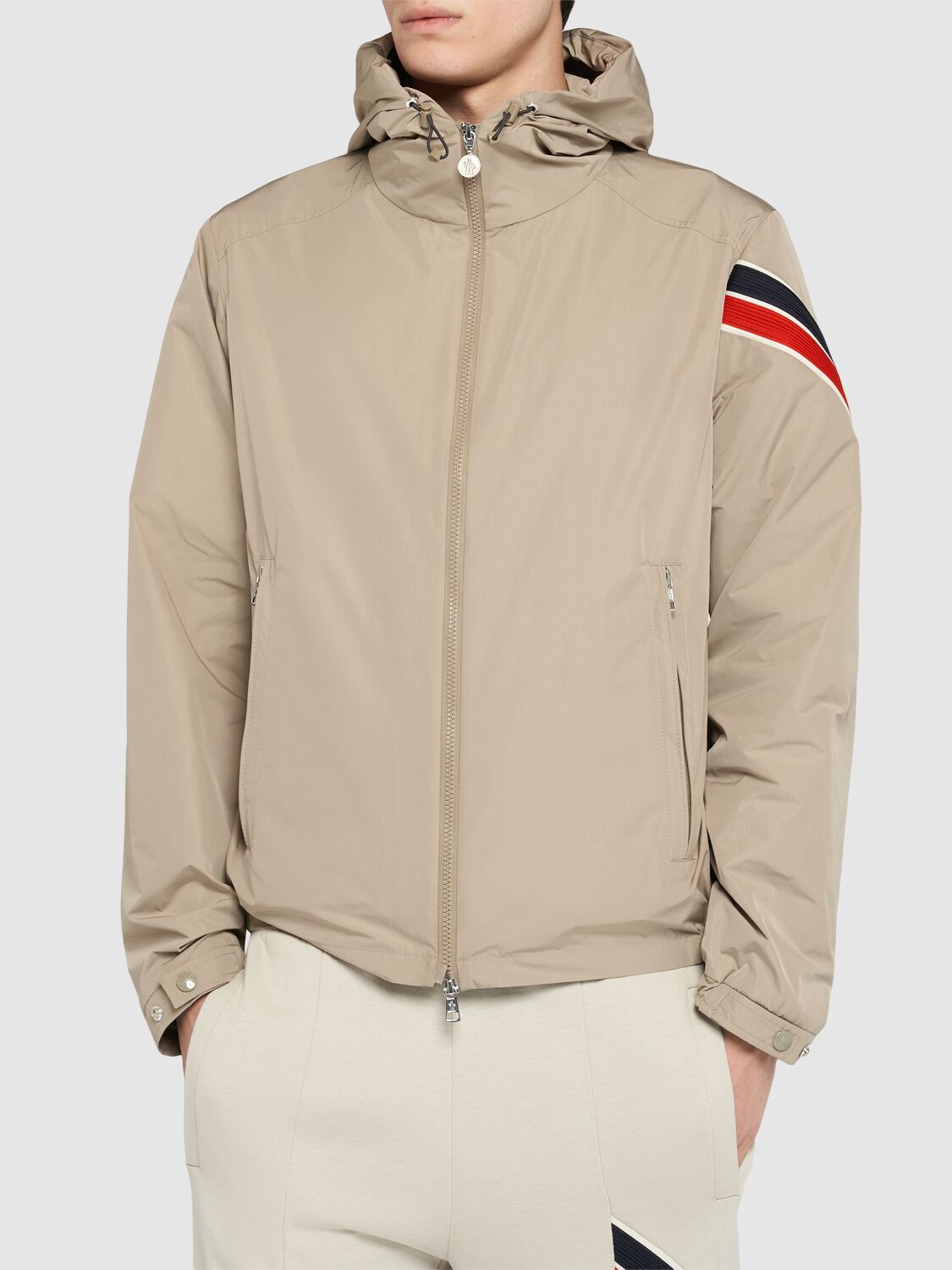 Shop Moncler Claut Tech Jacket In Taupe