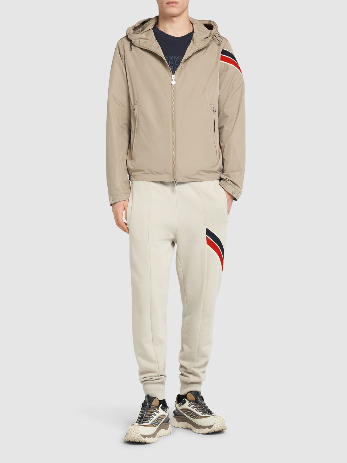 Shop Moncler Claut Tech Jacket In Taupe