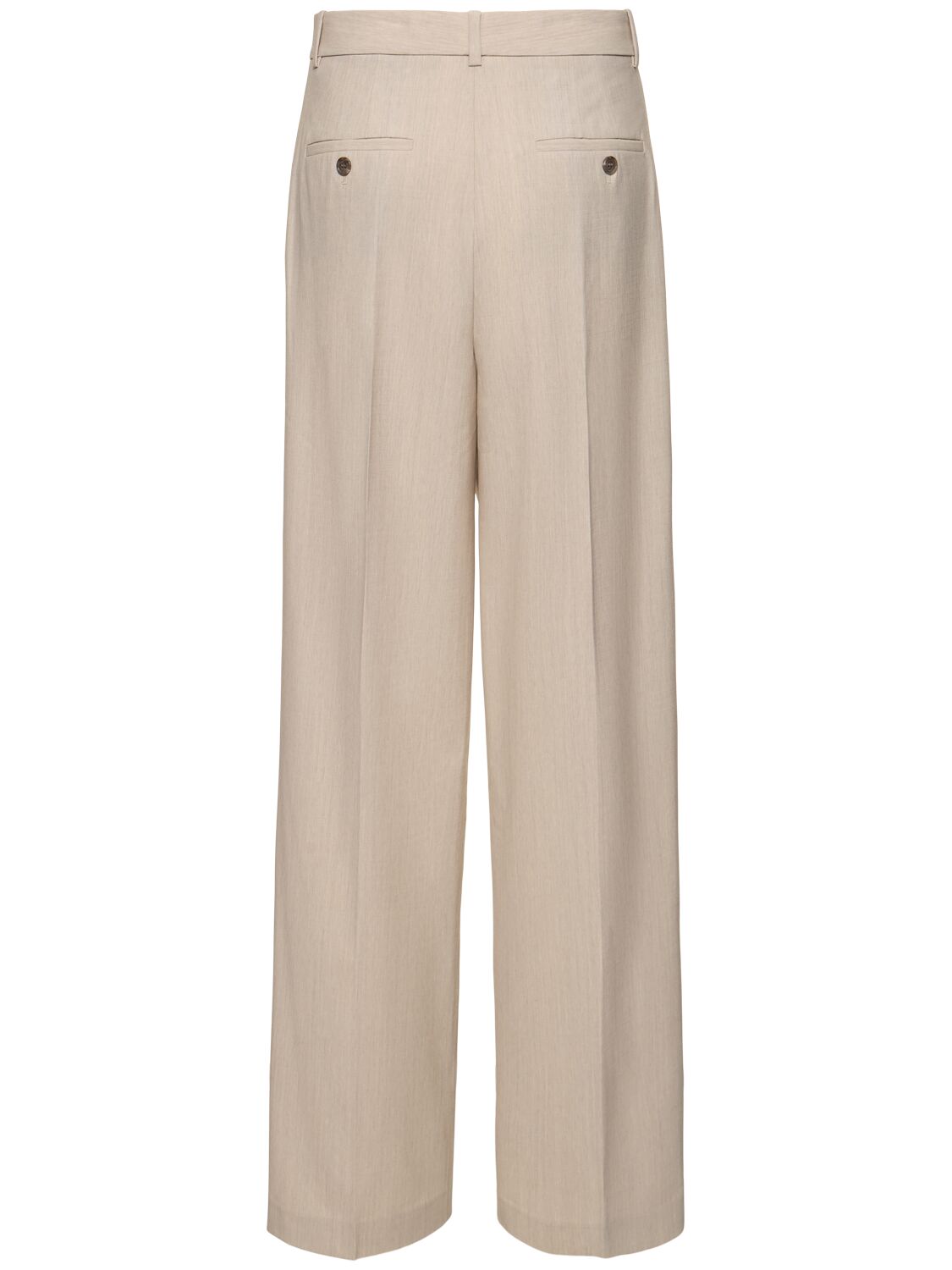 Shop Theory Double Pleated Wool Wide Pants In Beige