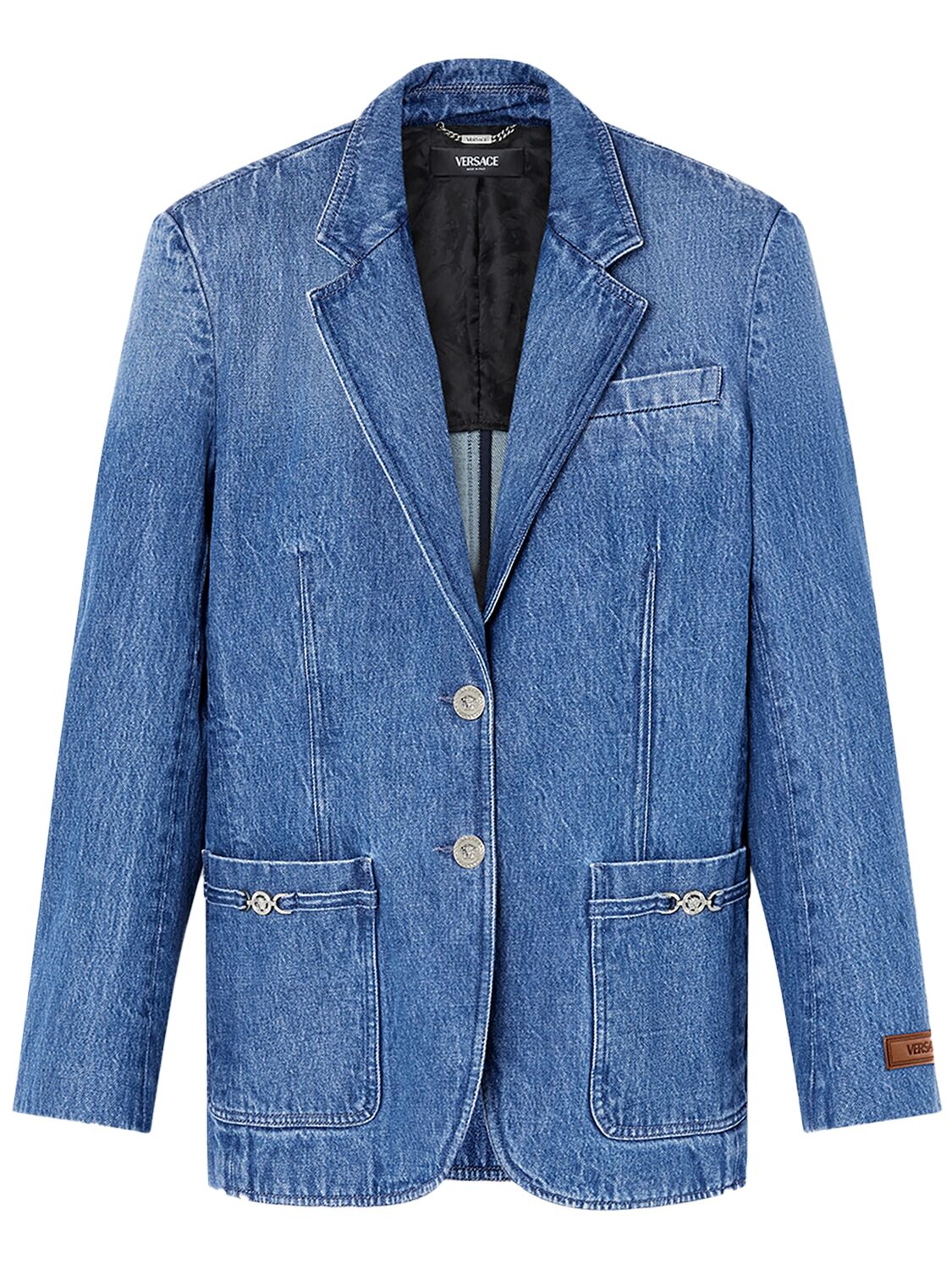 Shop Versace Stonewashed Denim Jacket In 蓝色