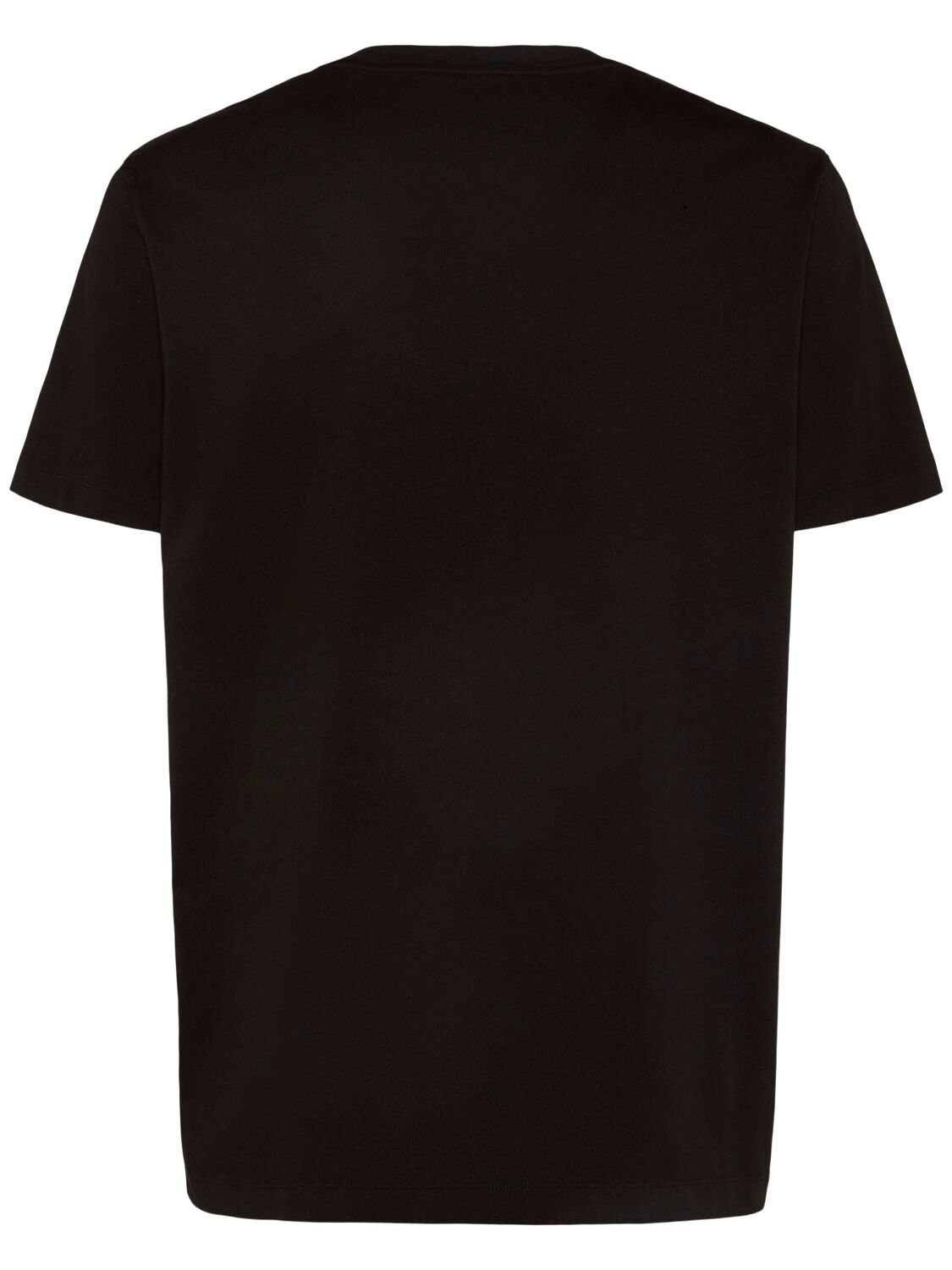 Shop Moncler Flocked Logo Cotton T-shirt In Black