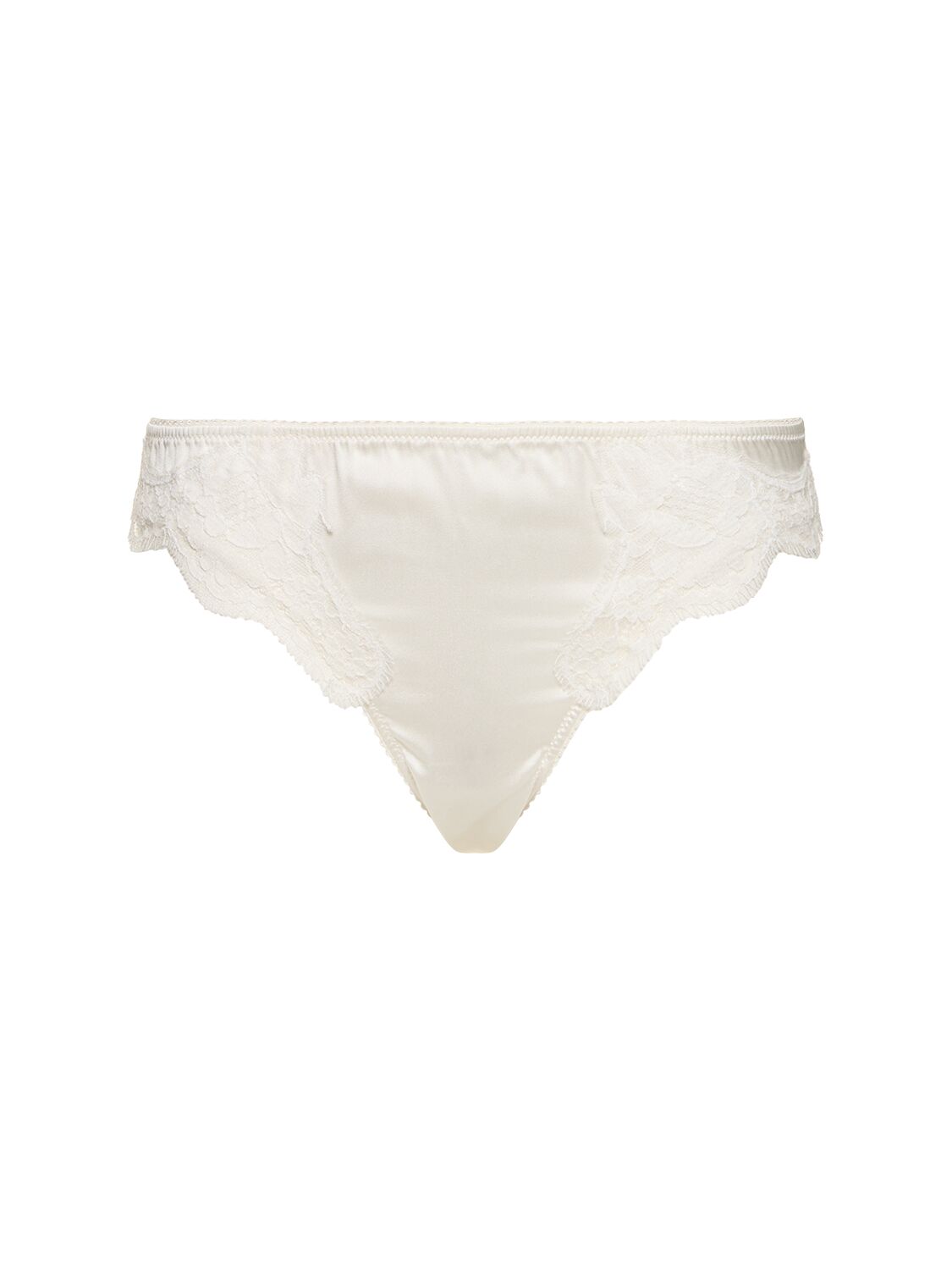 Dolce & Gabbana Silk Satin Briefs W/lace Detail In White