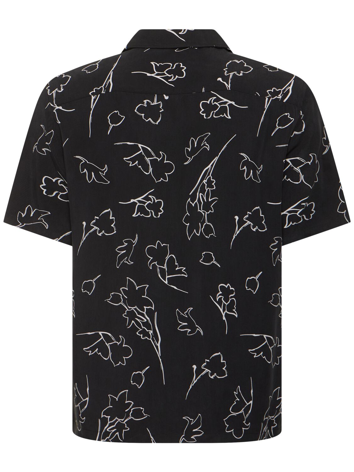 Shop Theory Printed Lyocell Short Sleeve Shirt In Black