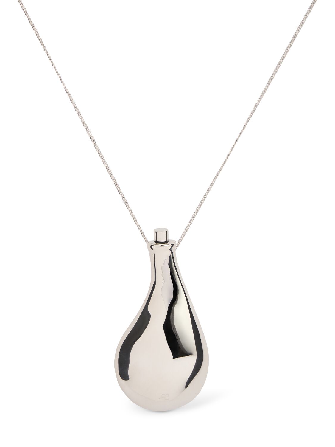 Courrèges Flask Metal Chain Necklace In Silver