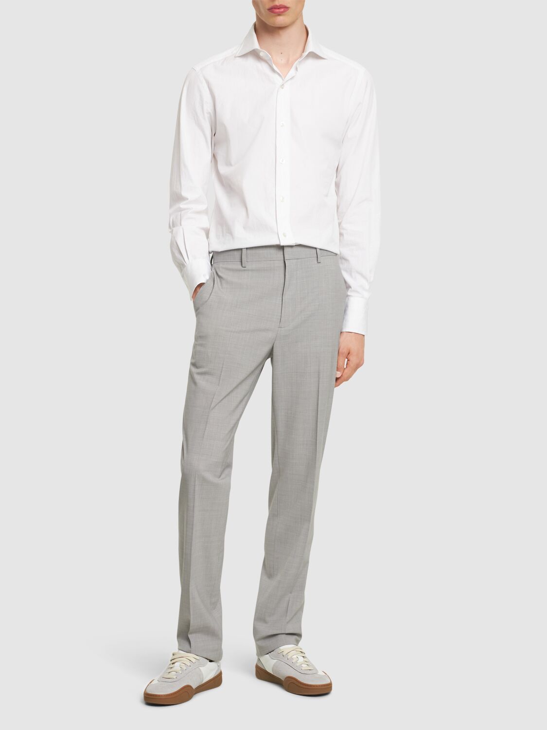 Shop Theory Straight Wool Blend Formal Pants In Grey