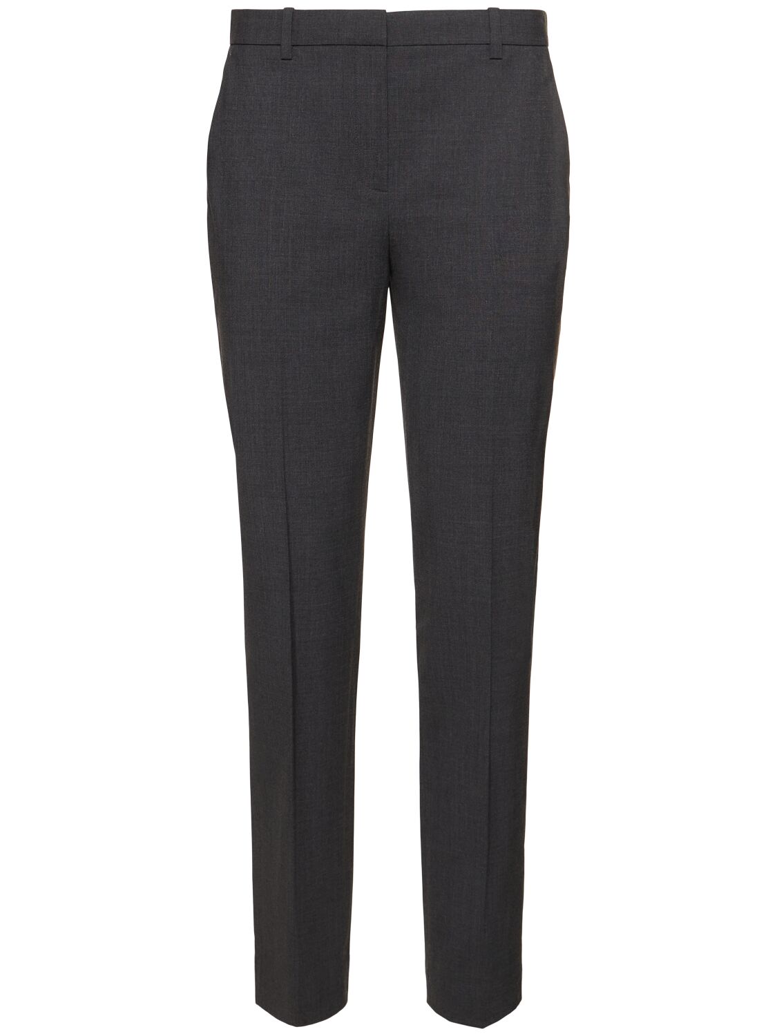 Theory Treeca Straight Stretch Wool Trousers In Grey
