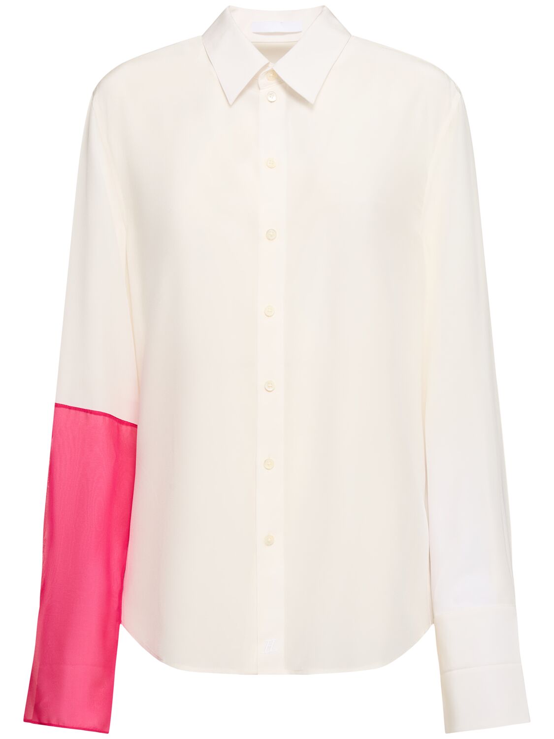 Shop Helmut Lang Combo Relaxed Silk Shirt In White