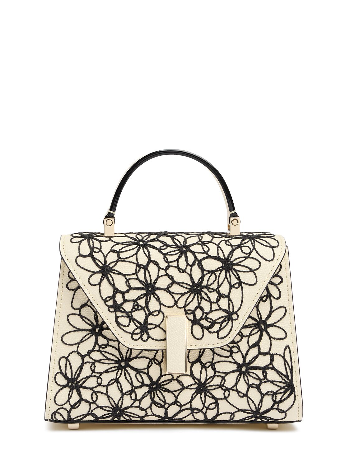 Valextra Micro Iside Embroidered Top Handle Bag In Neutral