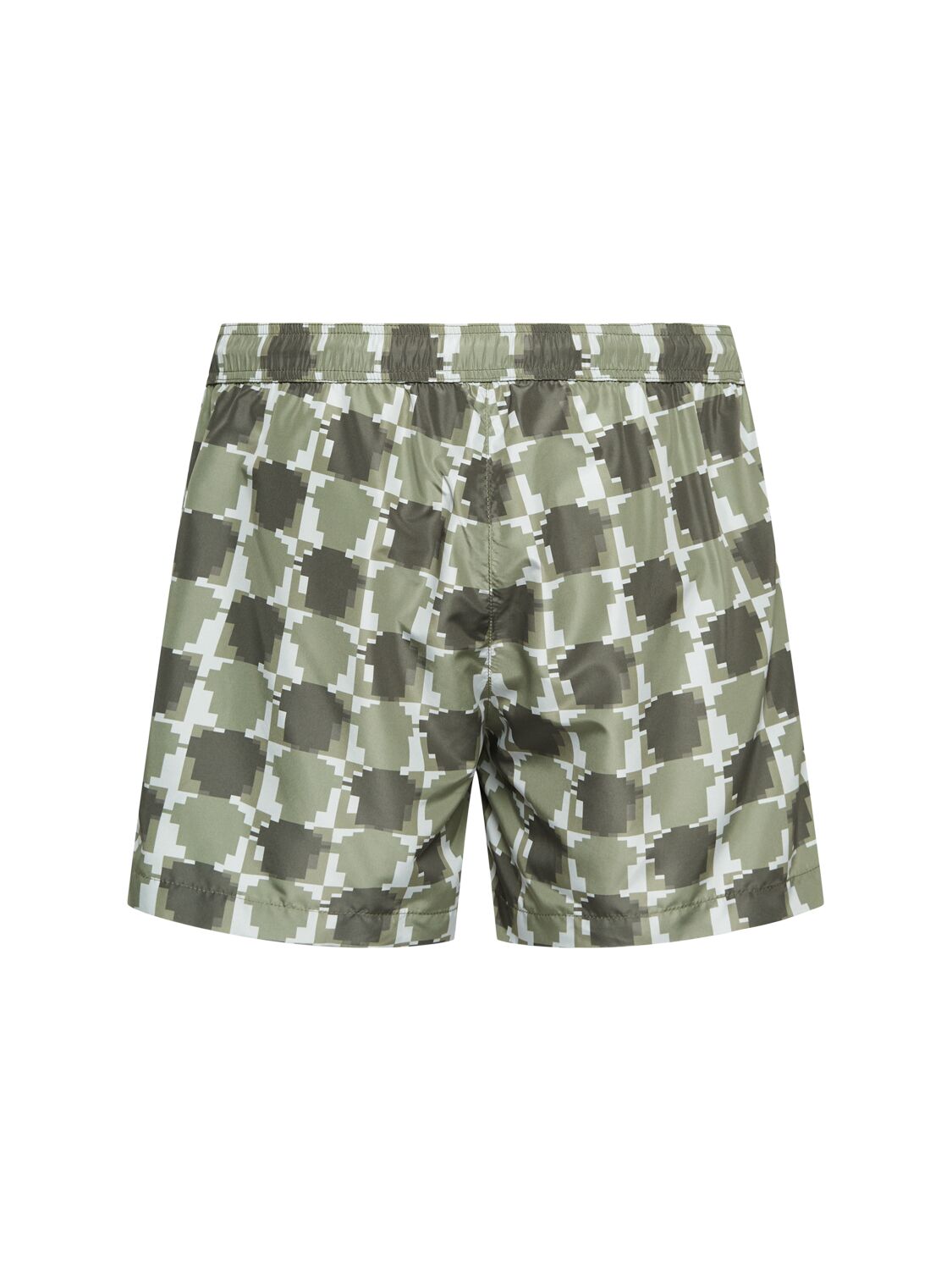 Shop Moncler Printed Tech Swim Shorts In Navy/olive