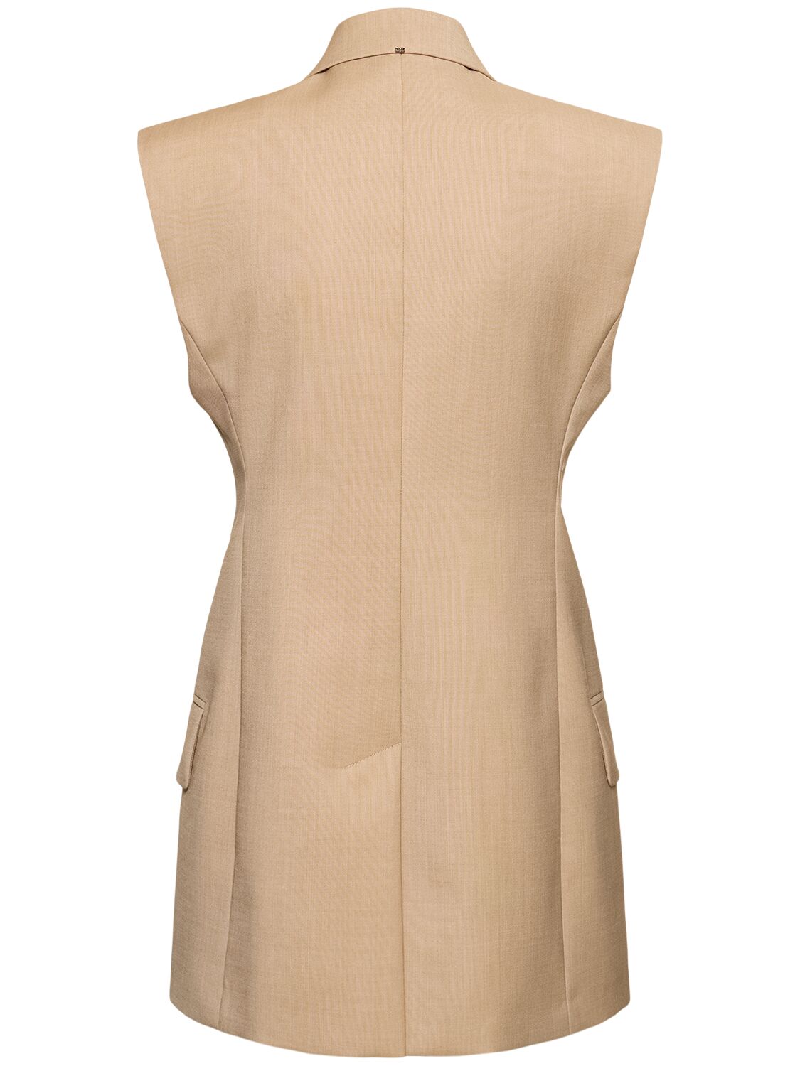 Shop Sportmax Ilex Wool Blend Sleeveless Jacket In Dark Beige