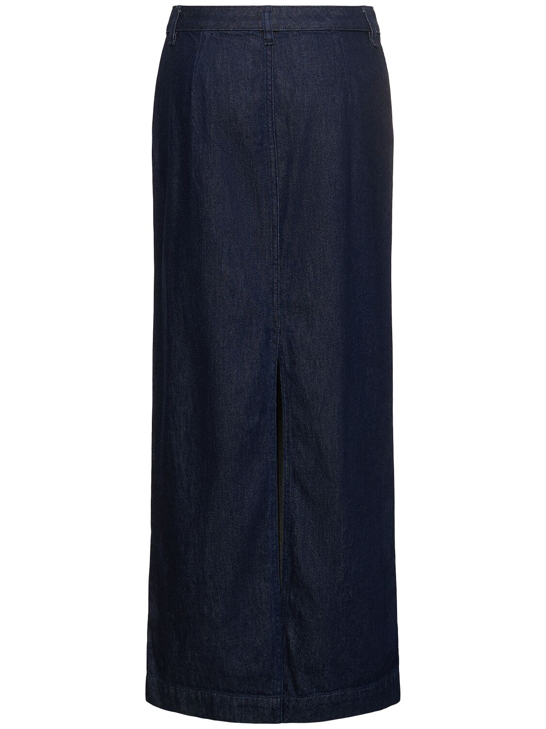 Shop Theory Cotton Denim Maxi Skirt In Blue