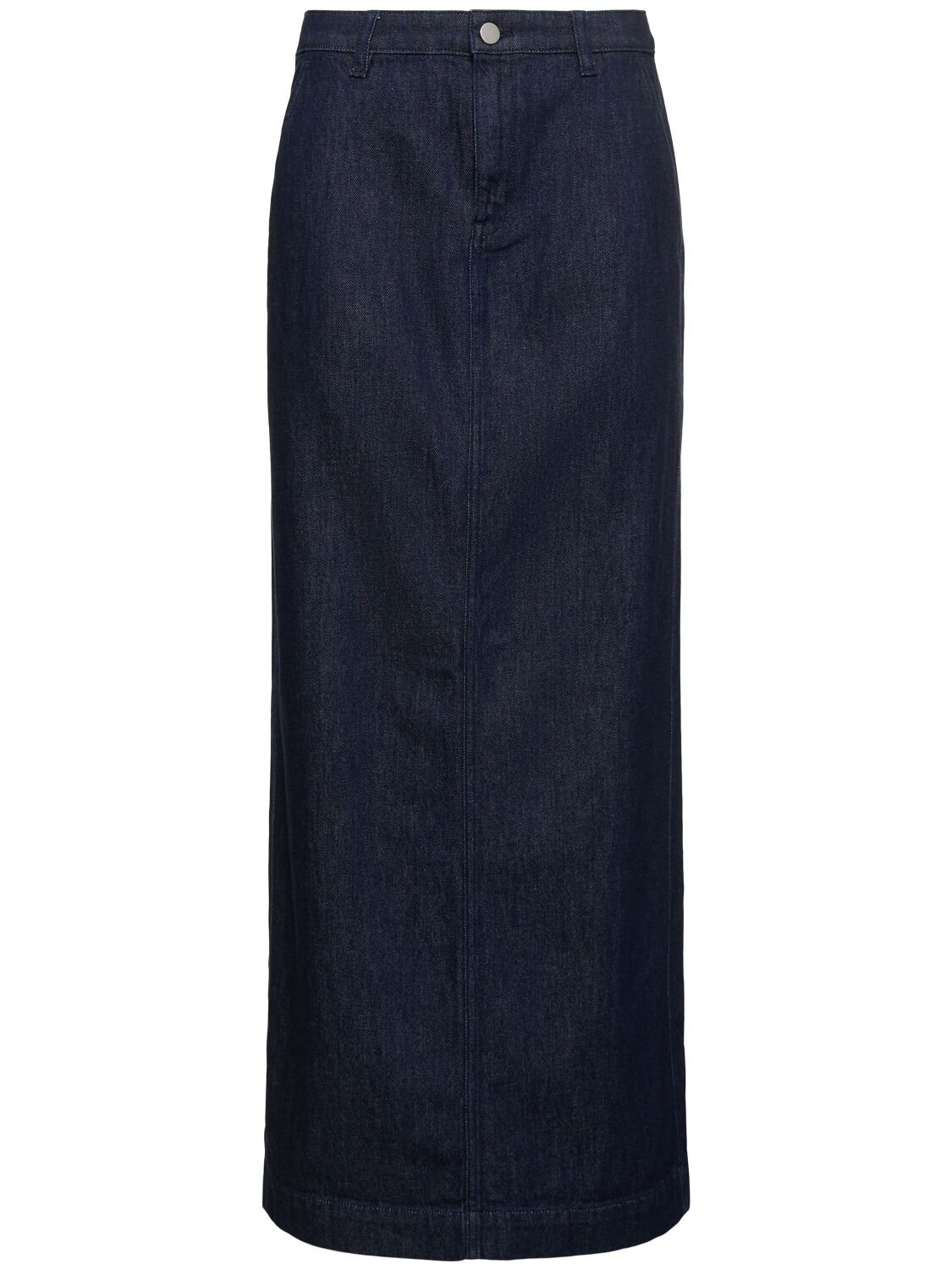 Theory Cotton Denim Maxi Skirt In Blue