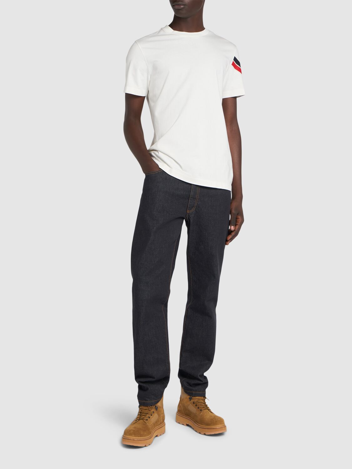 MONCLER TRICOLOR PRINT COTTON T-SHIRT 