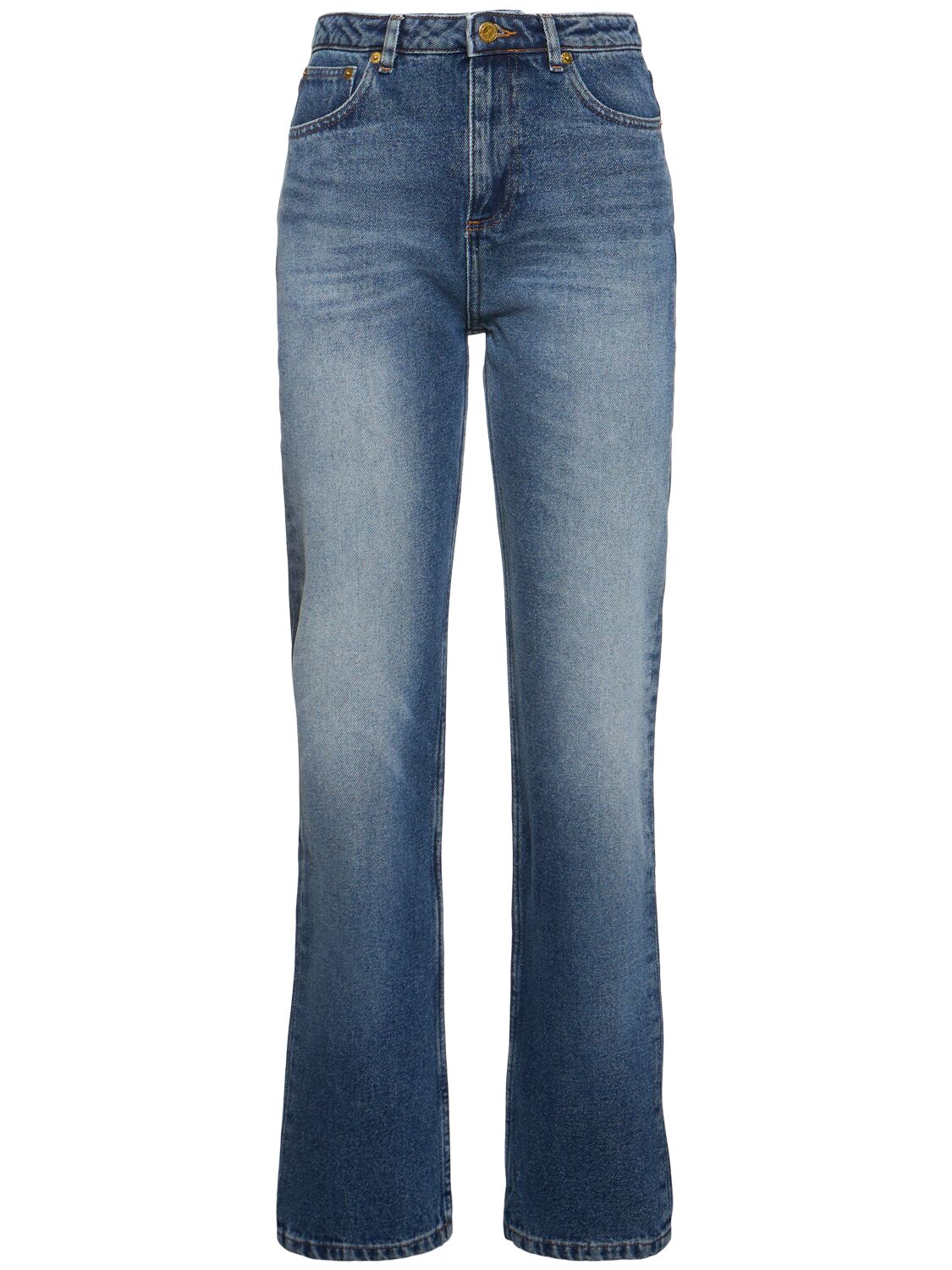 Shop Apc Kylie Mid Rise Straight Denim Jeans In 蓝色