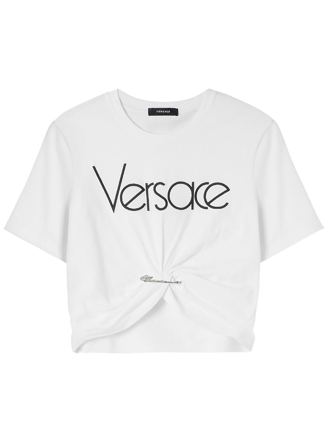 Versace Logo Jersey T-shirt In 白色