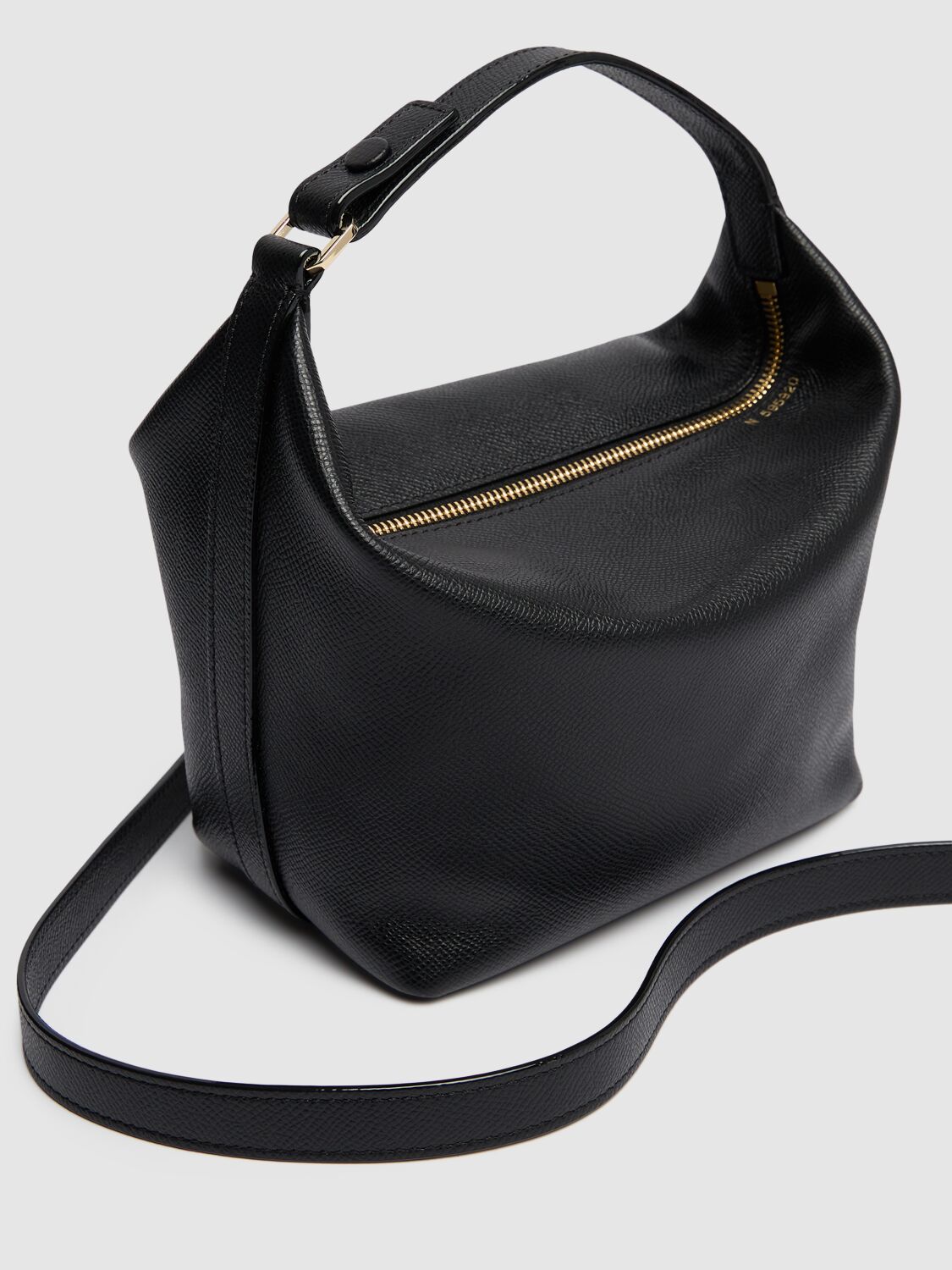 Shop Valextra Mochi Leather Top Handle Bag In Black