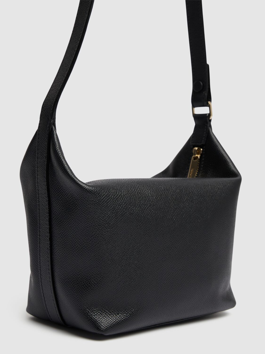 Shop Valextra Mochi Leather Top Handle Bag In Black