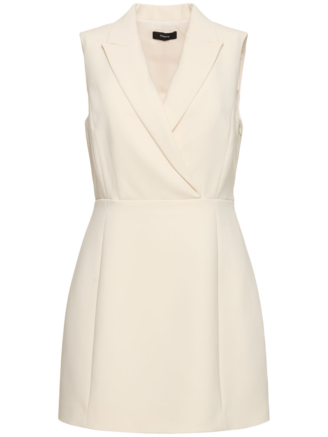 Theory Peak Lapel Mini Dress In Admiral Crepe In White