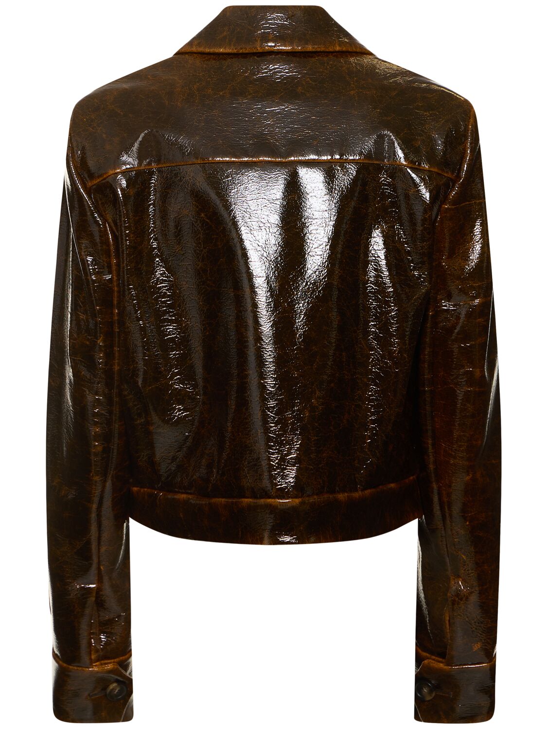 Shop Sportmax Macro Coated Wool Jacket In Brown